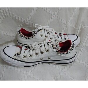 Converse Chuck Taylor All Star Low‎ Top White Leopard Print Shoes Women 7